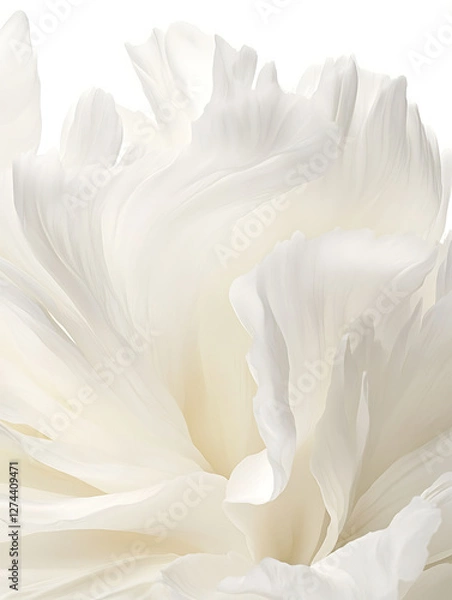 Obraz Abstract close-up of delicate white flower petals with soft light and flowing elegant lines.