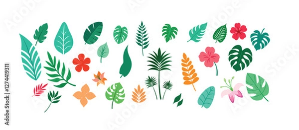 Obraz Tropical Areca Leaves Vector Set - Exotic Greenery Design for Nature Lovers