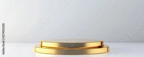Fototapeta A sleek, golden podium against a minimalist background, ideal for showcasing awards, products, or presentations.