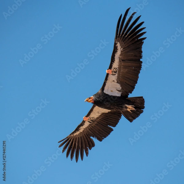 Fototapeta critically endangered California Condors in flight over Arizona high desert habitat