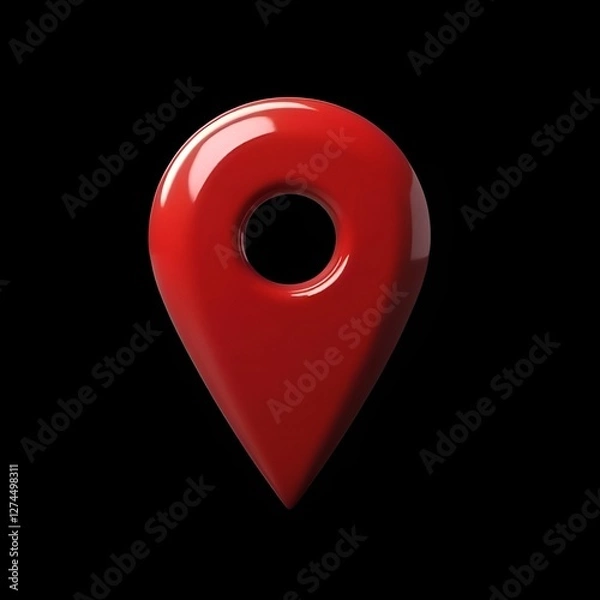 Fototapeta Glossy 3D red map pin PNG icon with transparent background. Ideal for GPS, navigation, travel, and location markers. High-resolution, isolated, digital, and ready for web use