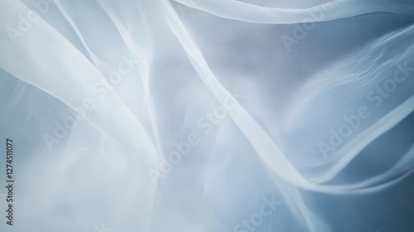 Fototapeta Soft, flowy, ethereal fabric textures in gentle light, creating a serene and calming atmosphere for artistic and design use, perfect for backgrounds or overlays.