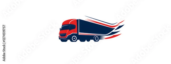 Obraz Logo design, a vector graphic of a blue and red truck with a white background
