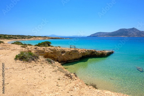Fototapeta Koufonisia Fanos beach, one of the most popular beaches on the island of Koufonisi island. Small Cyclades, Greece