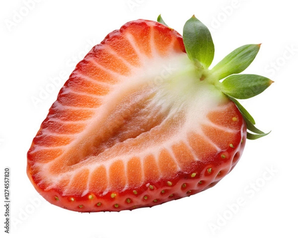 Fototapeta half a strawberry slice isolated on transparent background png