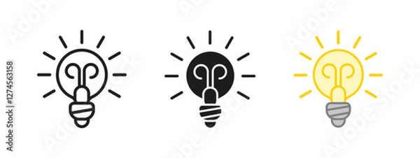 Obraz Light bulb icon. Glowing energy and illumination symbol. Bright idea and innovation vector illustration. Electric power and filament sign. Creative inspiration and technology concept.