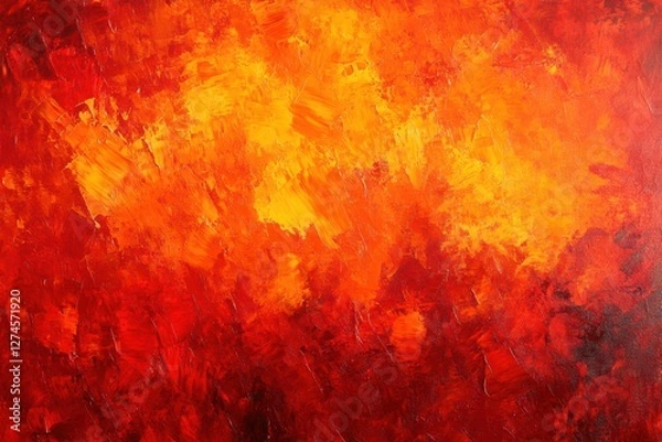 Fototapeta Red and orange oil paint brushstrokes mimic blurred fire flames creating a vibrant background for eye catching projects