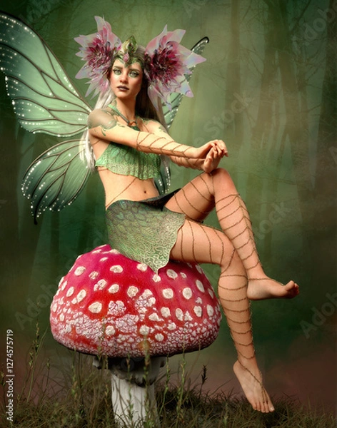 Obraz Green Fae of the Woods, 3d computer graphics