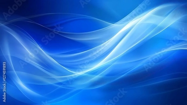 Fototapeta Abstract Blue Waves Flowing Design Background