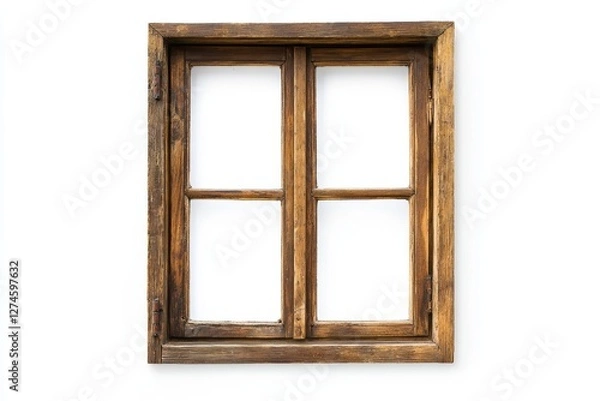 Fototapeta Wooden window frame isolated on white background