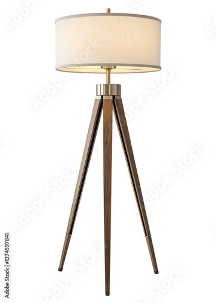 Fototapeta Stylish tripod floor lamp with soft shade design