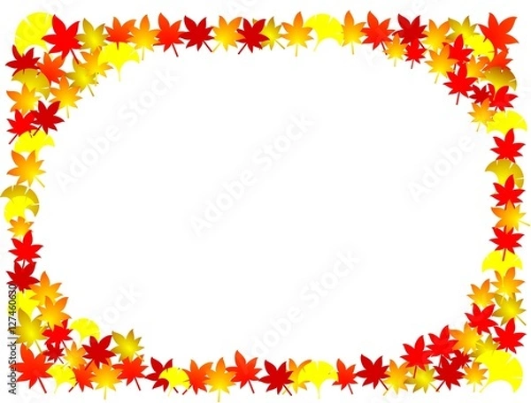 Fototapeta 紅葉（小）楕円フレーム