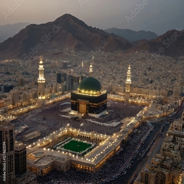 Fototapeta Beautiful kaaba hajj pilgrimage in mecca umra eid al adha ai generated