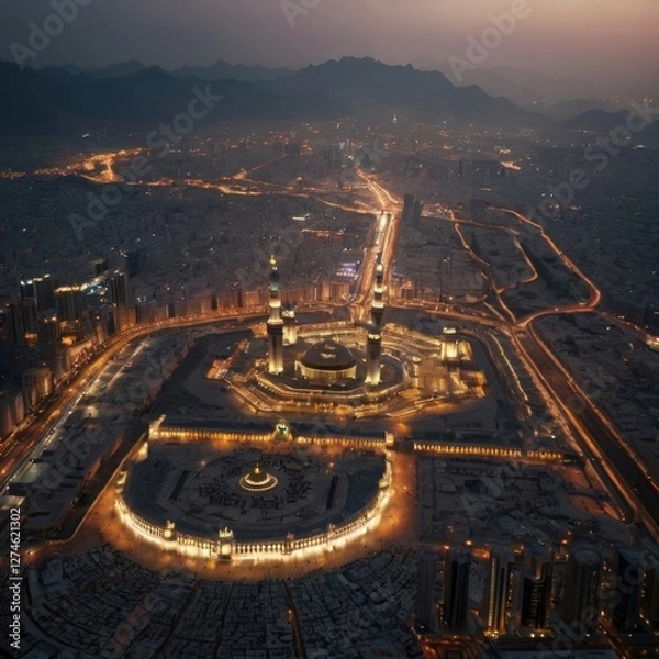 Fototapeta Beautiful kaaba hajj pilgrimage in mecca umra eid al adha ai generated