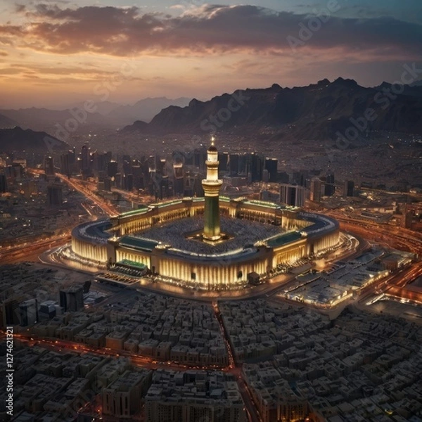 Fototapeta Beautiful kaaba hajj pilgrimage in mecca umra eid al adha ai generated
