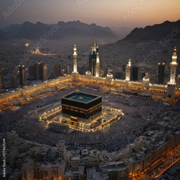 Fototapeta Beautiful kaaba hajj pilgrimage in mecca umra eid al adha ai generated