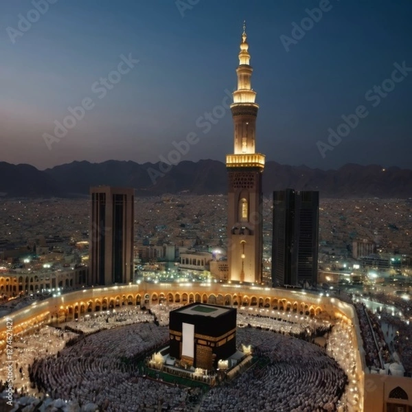 Fototapeta Beautiful kaaba hajj pilgrimage in mecca umra eid al adha ai generated