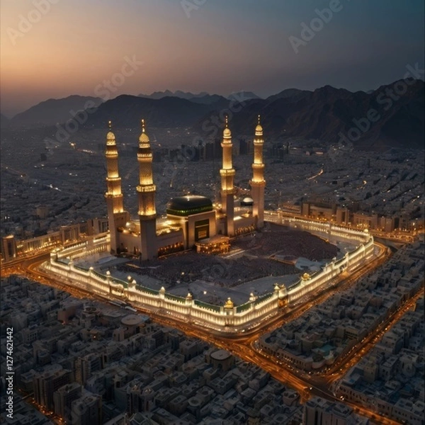 Fototapeta Beautiful kaaba hajj pilgrimage in mecca umra eid al adha ai generated