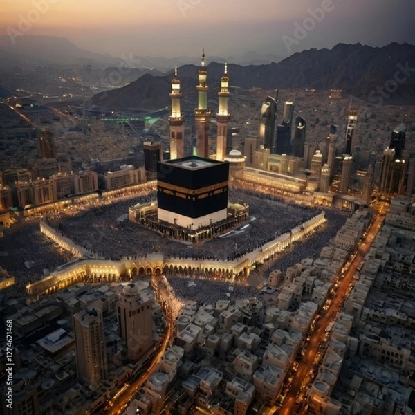 Fototapeta Beautiful kaaba hajj pilgrimage in mecca umra eid al adha ai generated