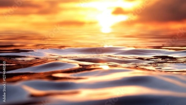 Fototapeta Golden sunset reflecting on calm rippling water