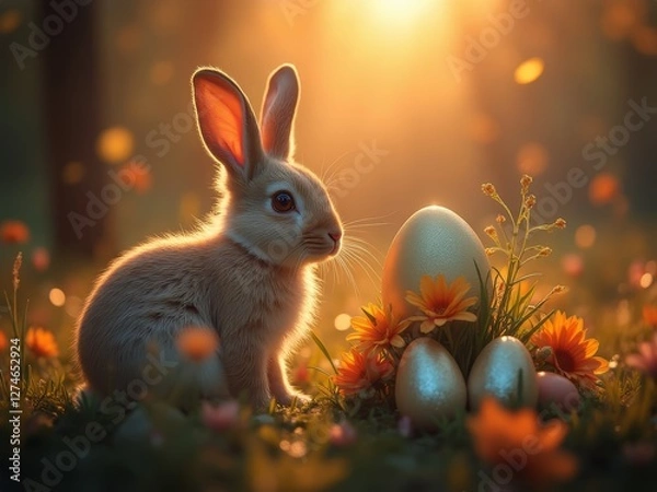 Fototapeta rabbit in the grass