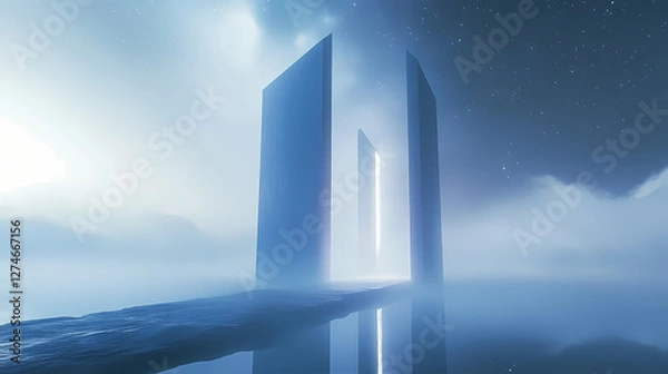 Fototapeta ethereal two celestial towers