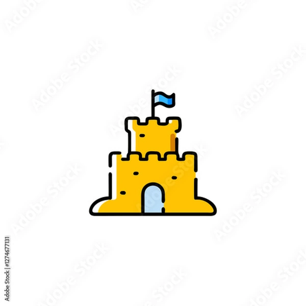 Fototapeta sand castle broken line on transparent background 
