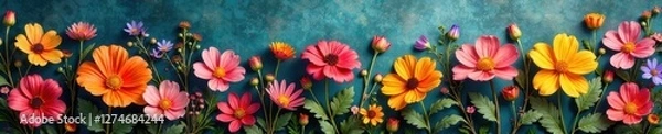 Fototapeta Colorful floral arrangement with changing seasons, spring, winter, flower