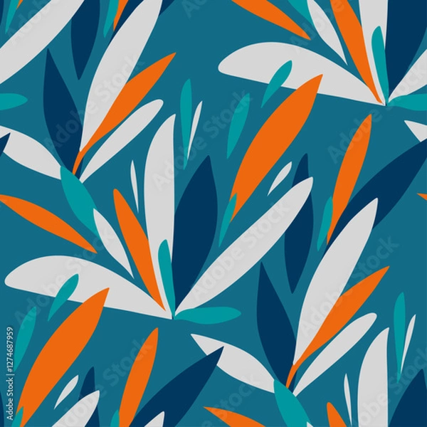 Fototapeta seamless floral pattern with abstract leaves and flowers
