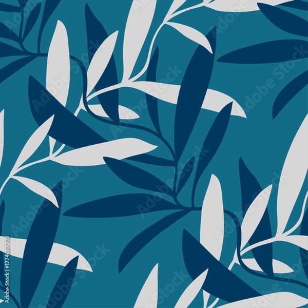 Fototapeta seamless floral pattern with wavy plants