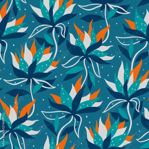 Fototapeta seamless floral pattern with abstract flowers