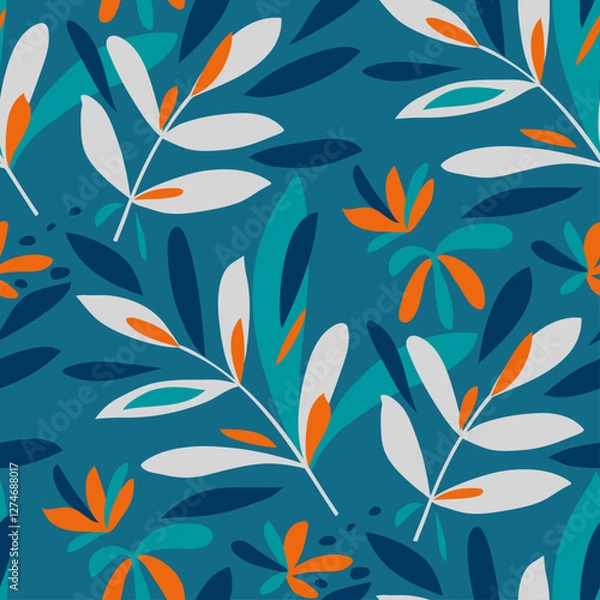 Fototapeta seamless floral pattern with colorful branches and leaves