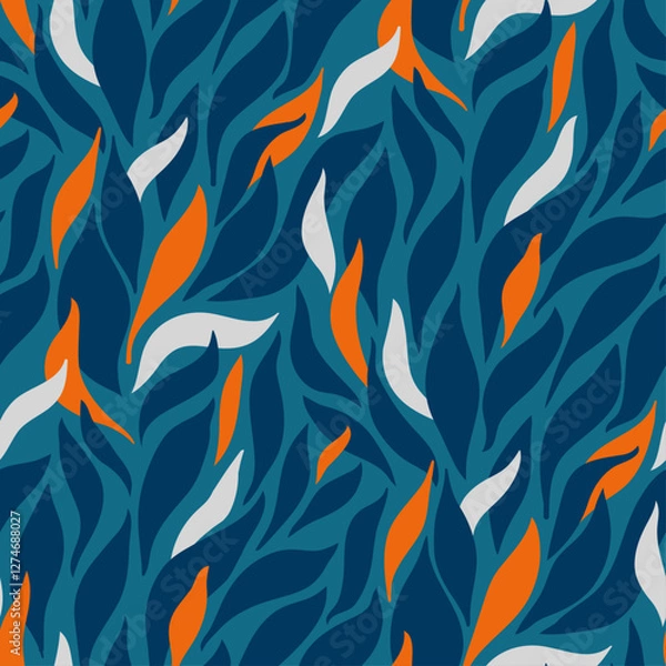 Fototapeta seamless floral pattern with abstract wavy leaves