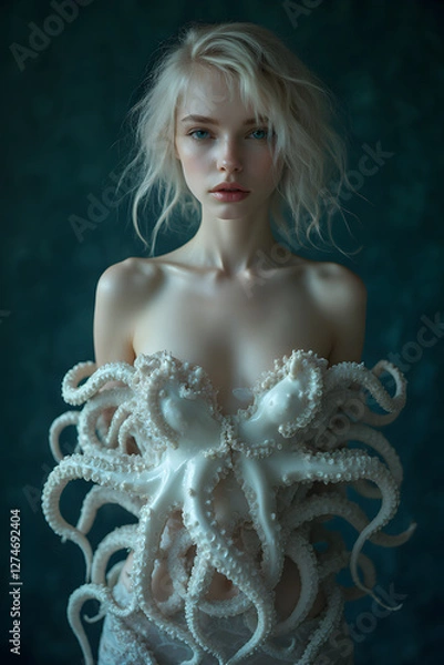 Obraz octopus dressing a womans upper body 