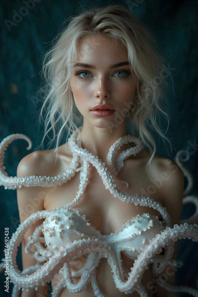 Obraz octopus dressing a womans upper body 