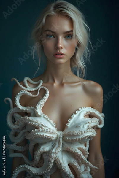 Obraz octopus dressing a womans upper body 