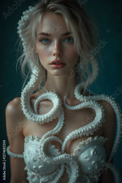 Obraz octopus dressing a womans upper body 