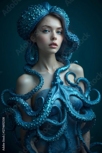 Obraz octopus dressing a womans upper body 