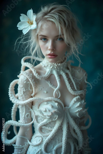 Obraz octopus dressing a womans upper body 