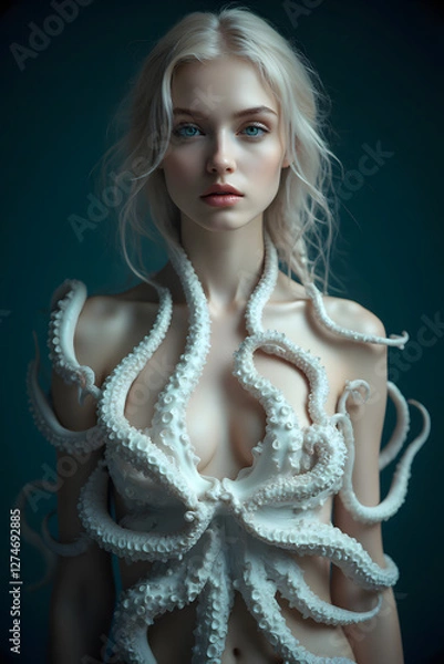 Obraz octopus dressing a womans upper body 