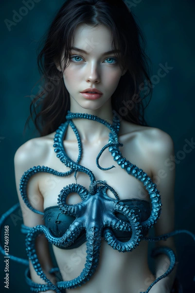 Obraz octopus dressing a womans upper body 