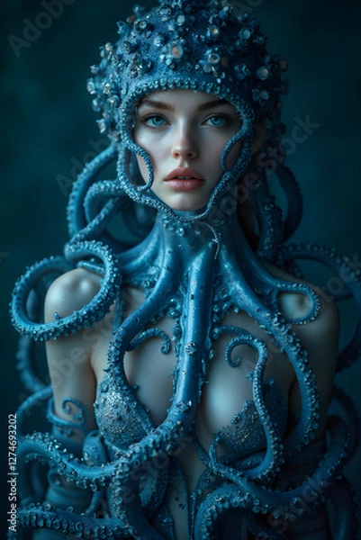 Obraz octopus dressing a womans upper body 