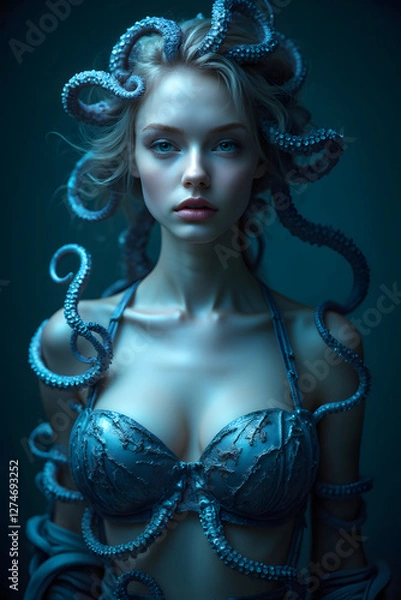 Obraz octopus dressing a womans upper body 