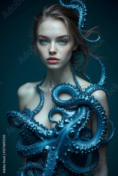 Obraz octopus dressing a womans upper body 