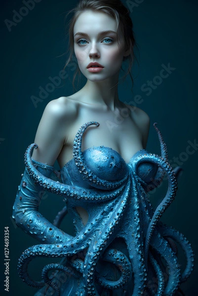 Obraz octopus dressing a womans upper body 