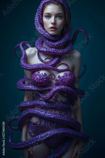 Obraz octopus dressing a womans upper body 