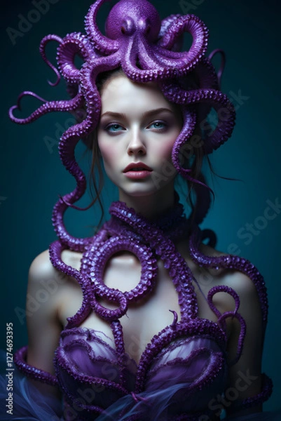 Obraz octopus dressing a womans upper body 