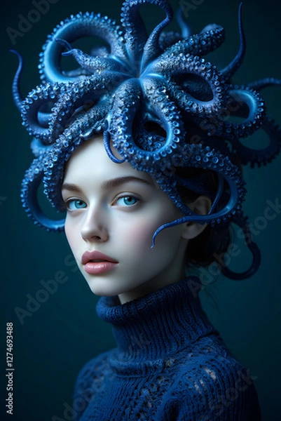 Obraz octopus dressing a womans upper body 