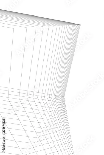 Obraz Abstract Architectural Wireframe: Geometric Cityscape with Minimalist Perspective