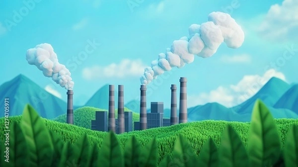 Obraz Somneuk industries innovating low-carbon technologies in greenery landscape industrial action eco-friendly environment